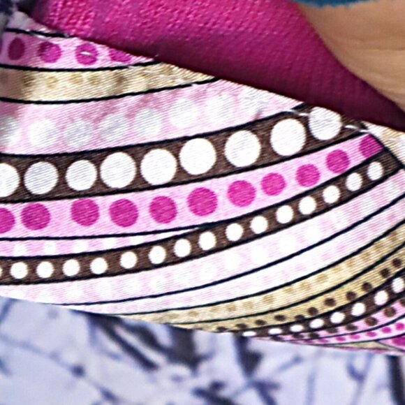 HOT PINK COLLARED SWEATER 2X Notations Satin Print Bright Dopamine Office Work - Picture 6 of 8